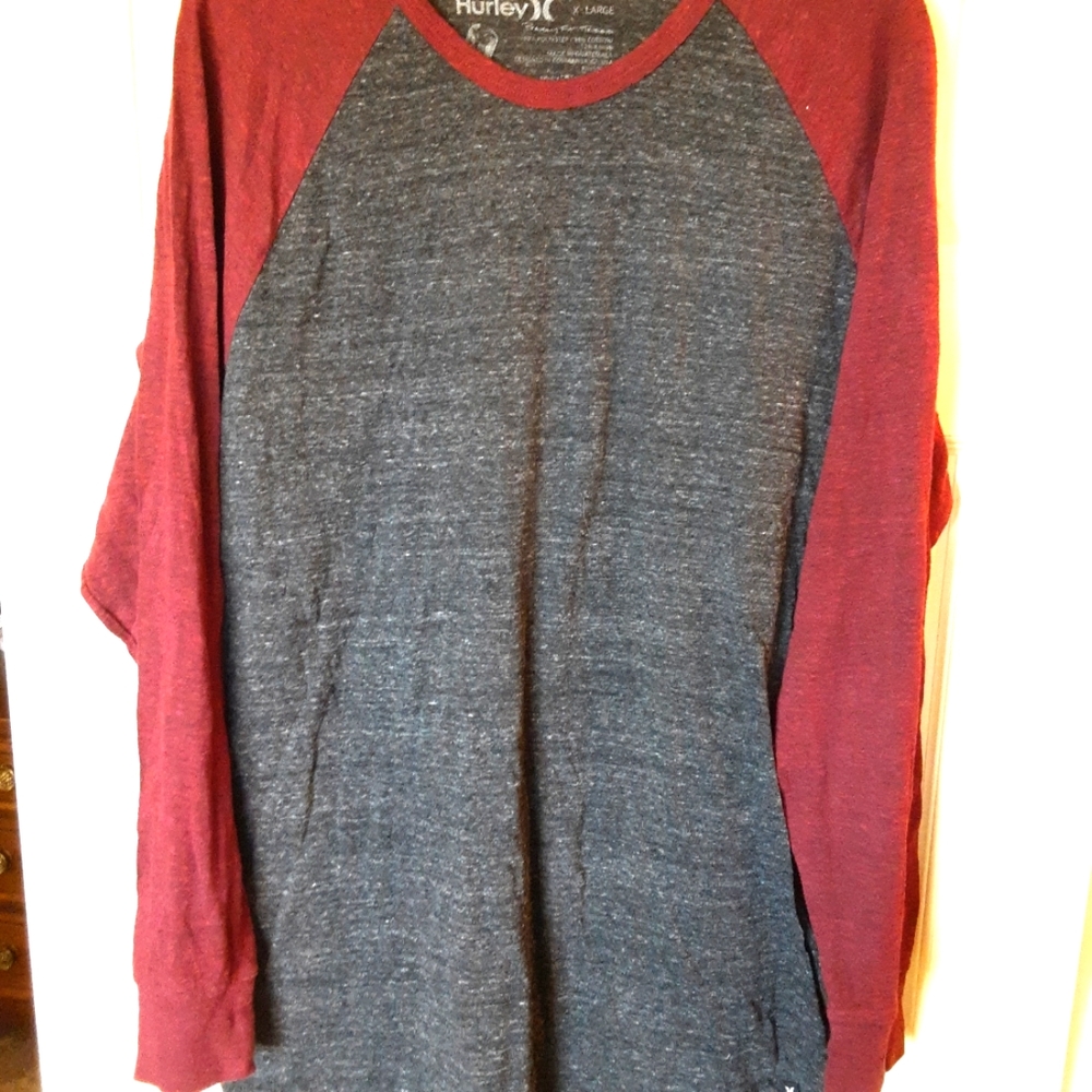 Hurley long sleeve t shirt red and grey x large vintage